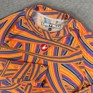 Castelli Rosso Corsa Cycling Base Layer Womens M Orange Multi Print Long Sleeve